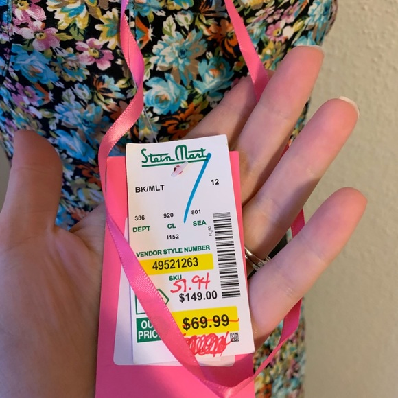 NWT Isaac Mizrahi Rainbow Multi-Colored Floral Dress with Bow Sash Size 12 - Picture 7 of 13